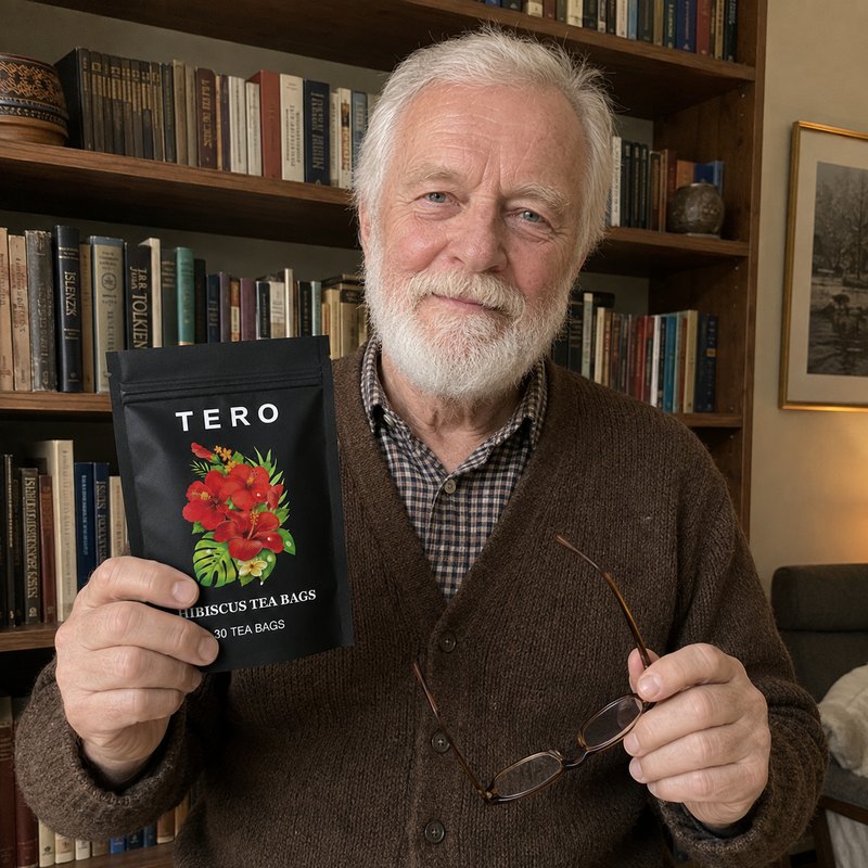 A cup of TERO hibiscus tea at home