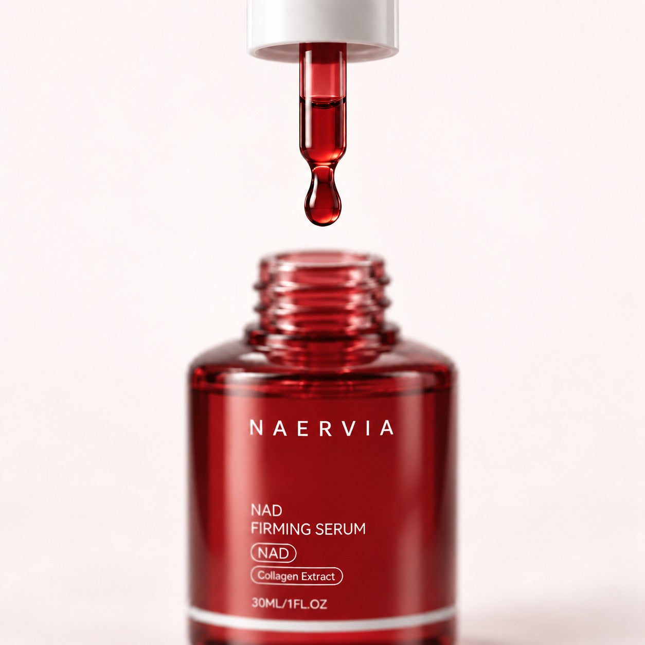 The dropper and a single drop of NAERVIA serum