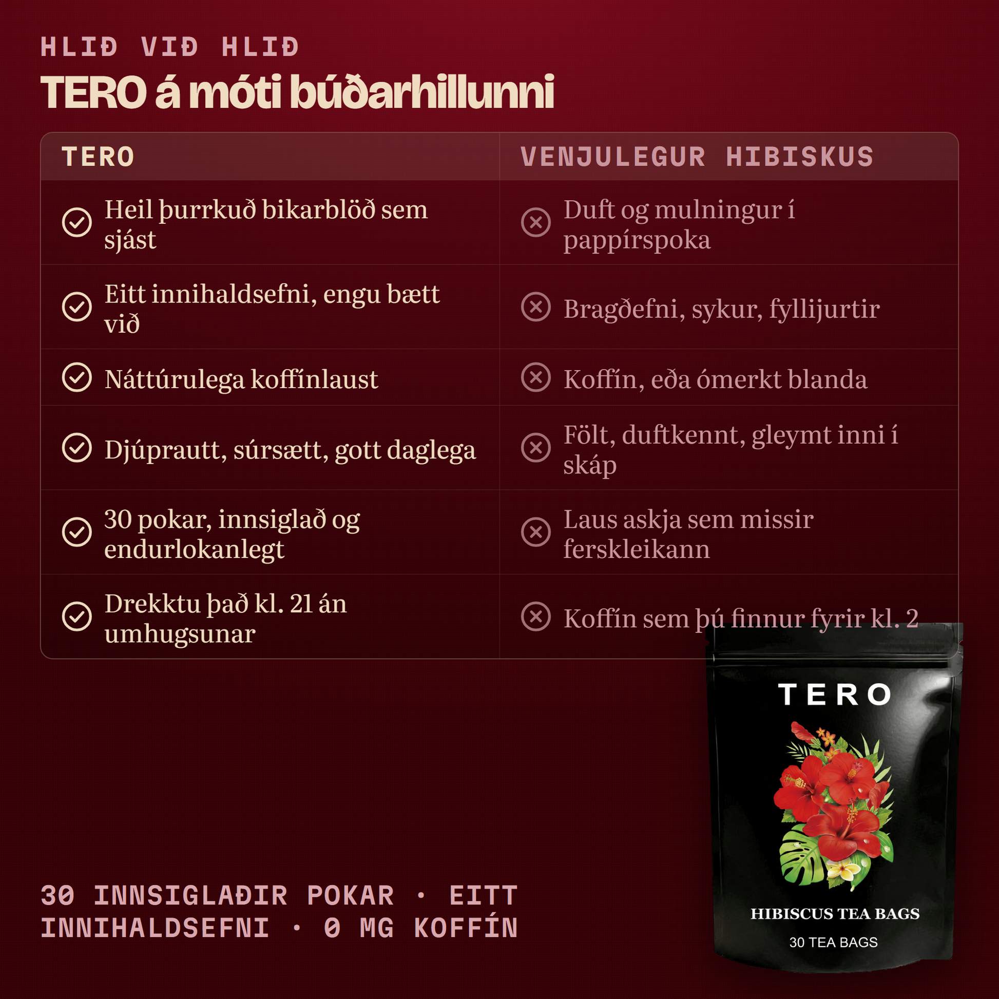 TERO á móti venjulegu hibiskuste úr búð
