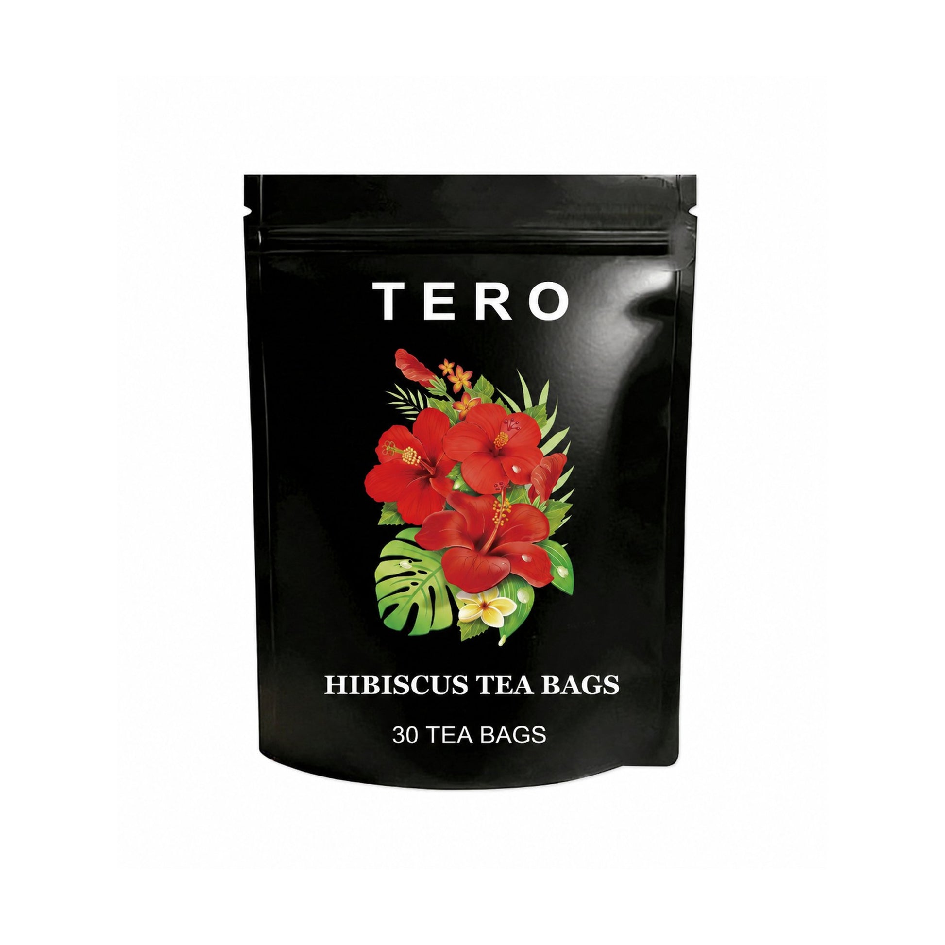 TERO hibiscus tea pouch, 30 tea bags, on white