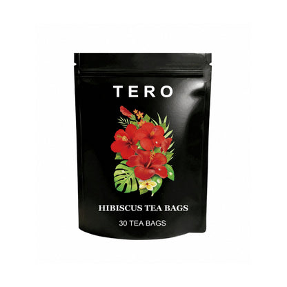 TERO hibiscus tea pouch, 30 tea bags, on white