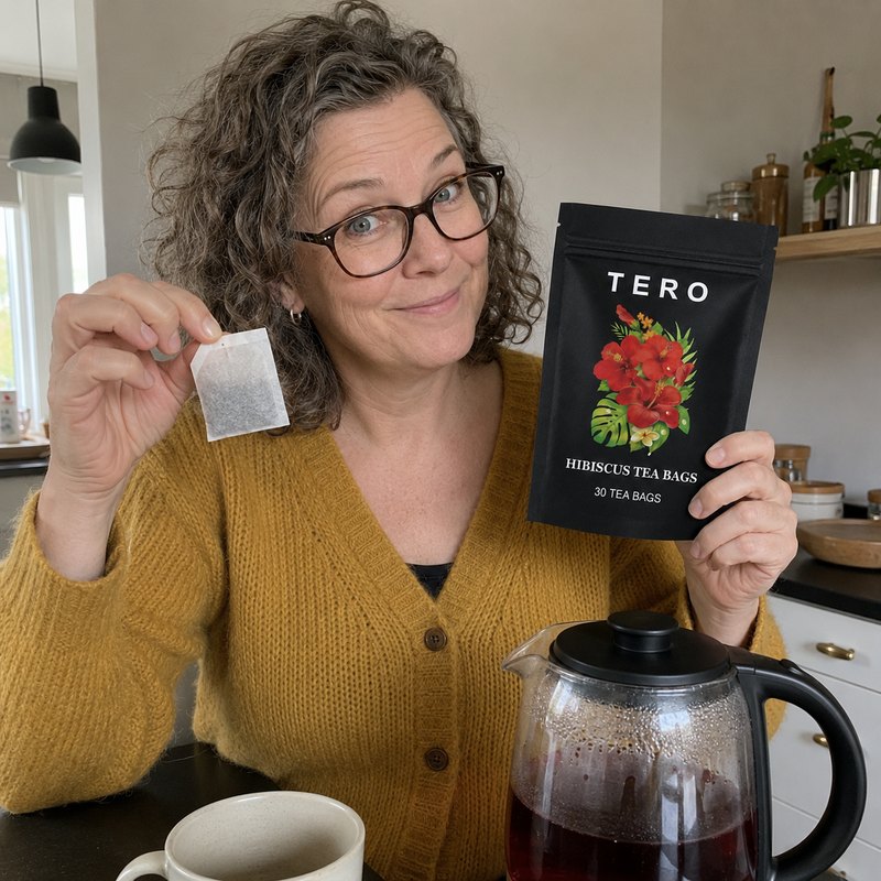 A cup of TERO hibiscus tea at home